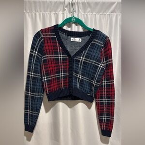 Hollister Red and Blue Plaid Sweater